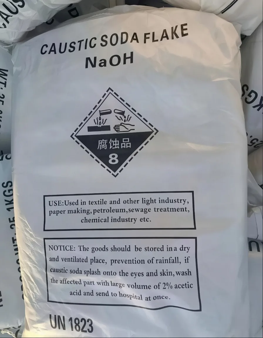 Caustic Soda Flakes 25kg Bag with NaOH Label